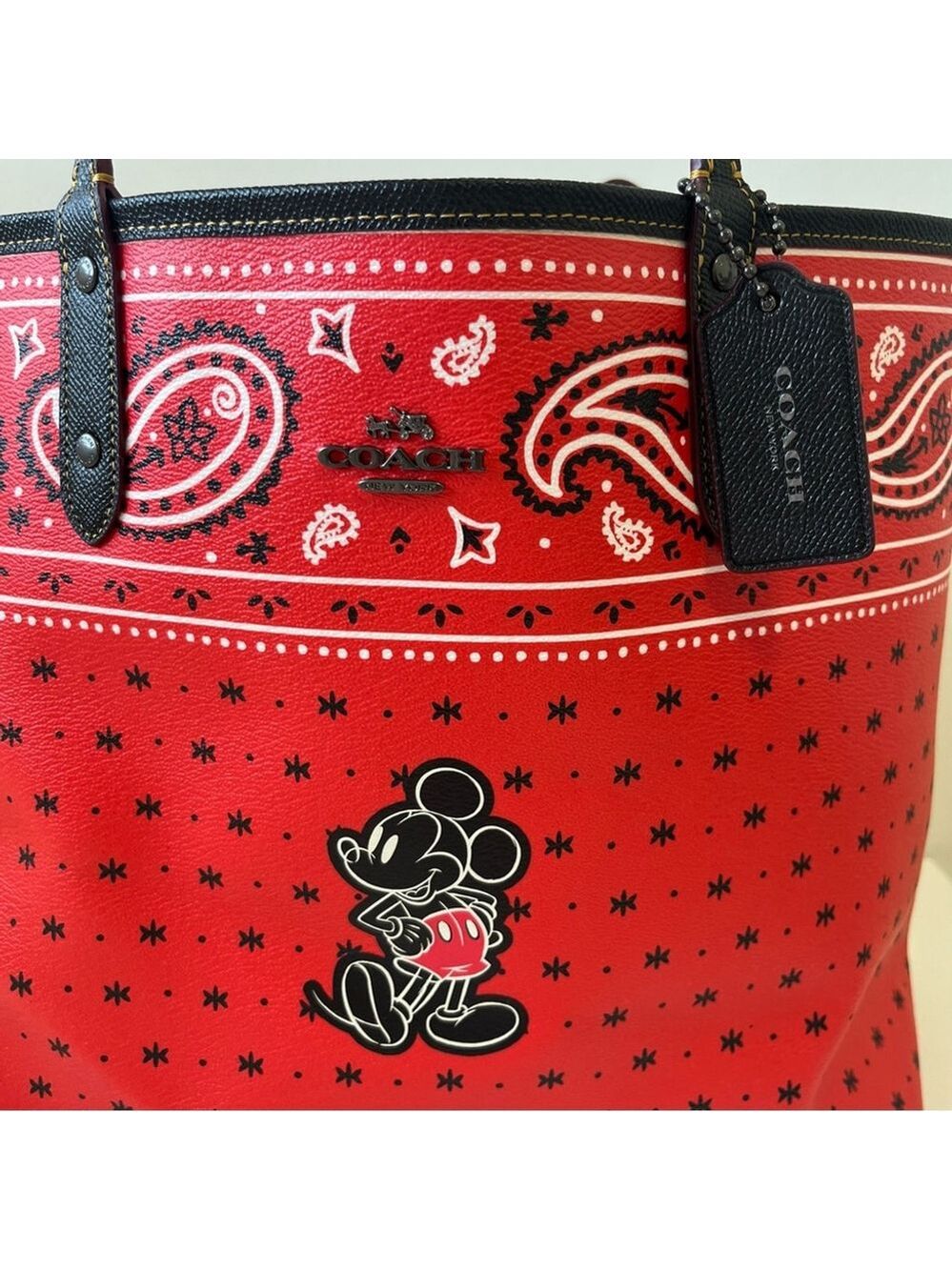 DISNEY X COACH Mickey Mouse Reversible Bandana Print City Tote - Picture 7 of 12